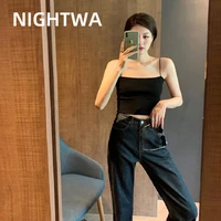 nightwa woman jeans high waist clothes wide leg denim clothing blue streetwear vintage quality fashion harajuku straight pants
