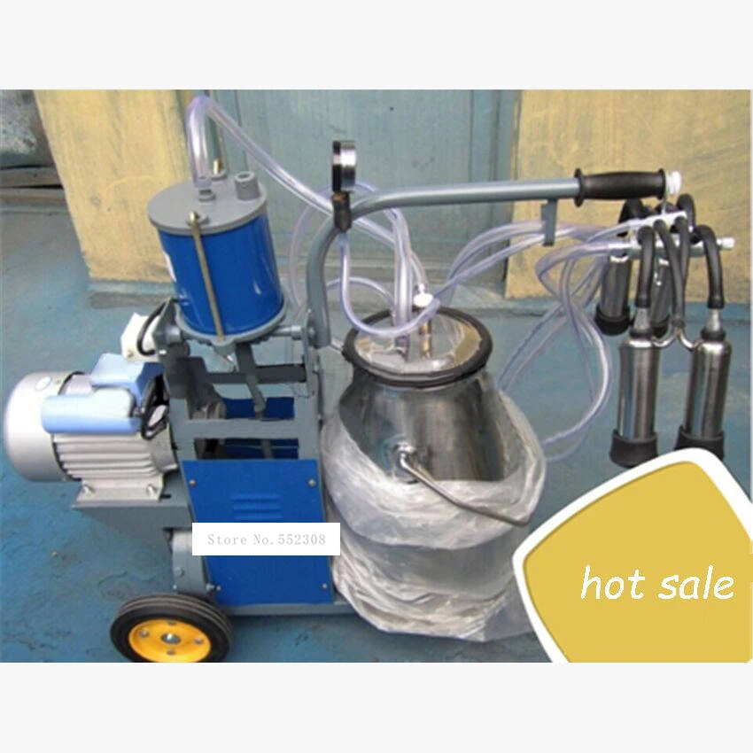 Vaca de Alta Portátil tipo Pistão Máquina de Ordenha da Cabra Ovelha de Alta Plugue Móvel Ordenhador Qualidade Único Balde Saída 220v – 110v 550w