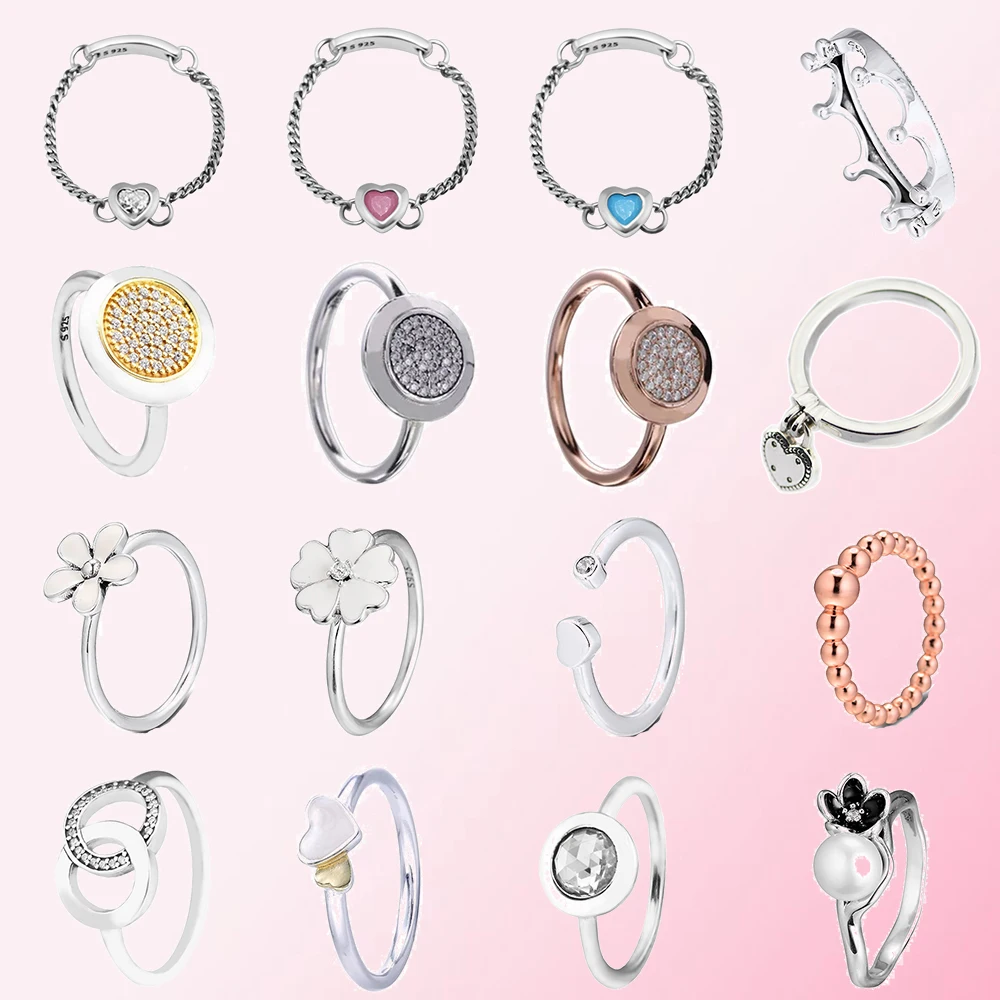 

2019 100% 925 Sterling Silver Classic Plum Heart Shaped Butterfly Rose Daisy Women's Glamour Gold Open Ring Free Shipping