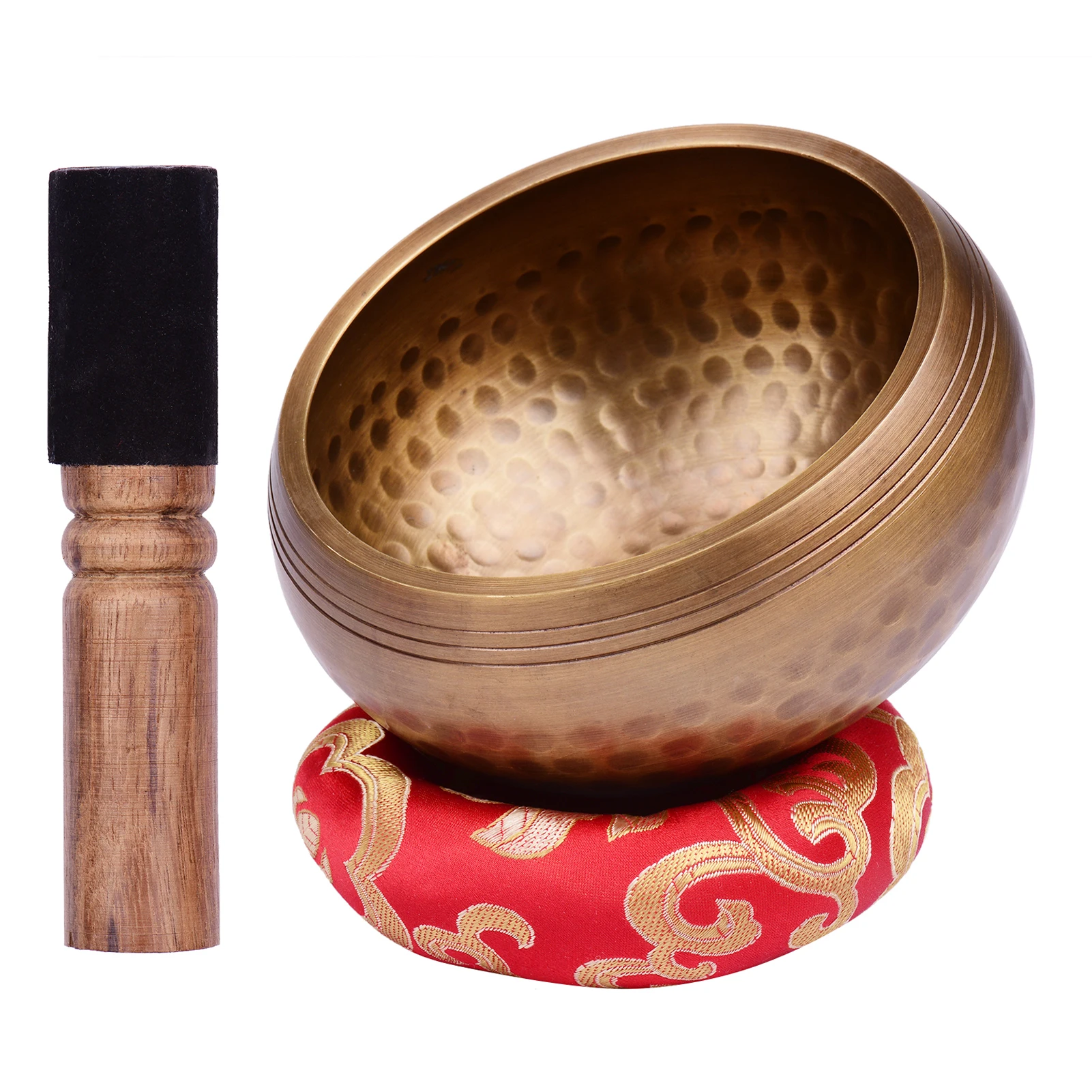 

Muslady Tibetan Singing Bowl Set with 10.5cm Handmade Metal Sound Bowl & Soft Cushion & Wooden Stick for Meditation Yoga