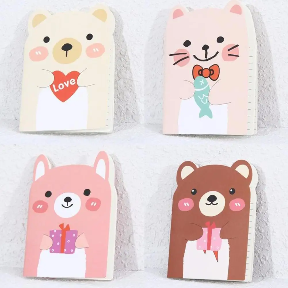 5 Pcs Portable Notebook Stationery Notepad Creative Cute Cartoon Bears Note Pad Student Vocabulary Words Recite