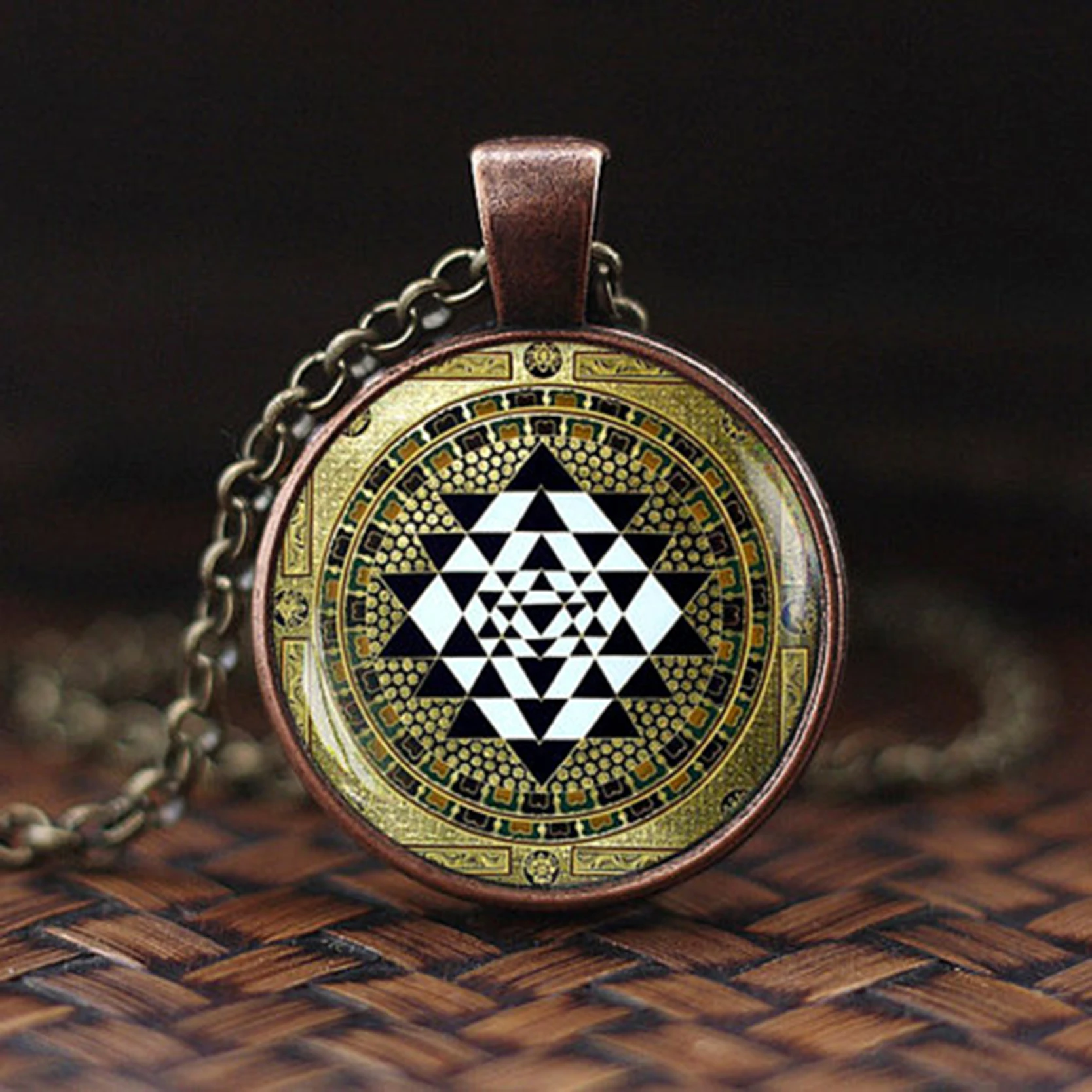 

Sacred Geometry Pendant Necklace Tree Milky Way Galaxy Nebula Space Sun God Yinyang Taichi Glass Cabochon Necklaces