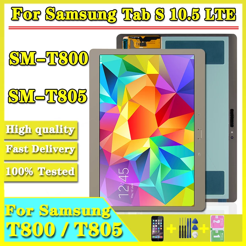 

10,5 "Super AMOLED SM-T800 SM-T805 ЖК-дисплей для Samsung GALAXY Tab S T800 T805 ЖК-сенсорный экран дигитайзер в сборе с рамкой