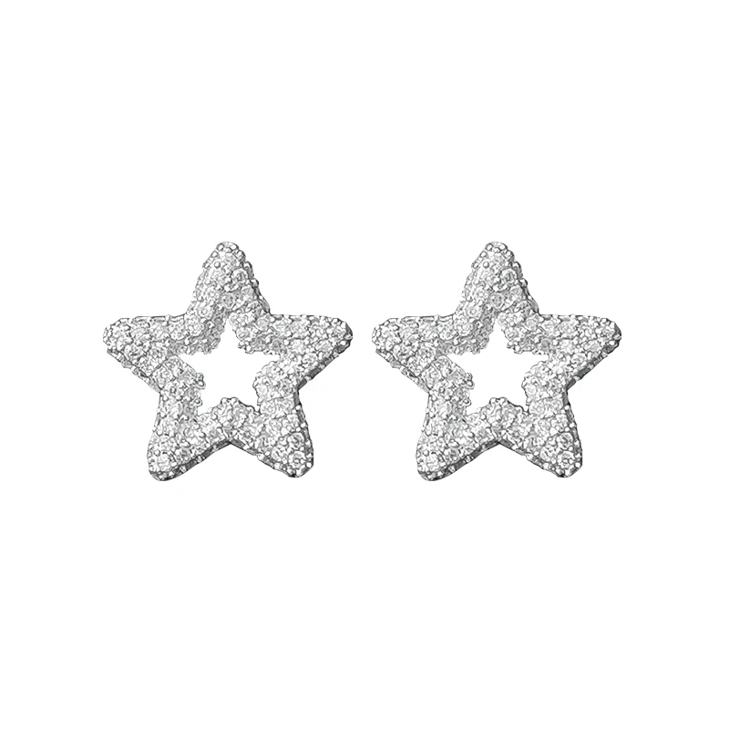 

s925 sterling silver rainbow five-pointed star asymmetric earrings fashion diamond earrings pendant fashion luxury brand jewelry