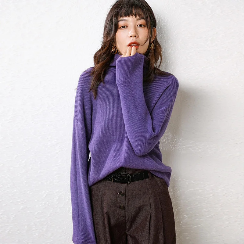 Женские зимние свитера водолазка вязаные пуловеры кашемировые с длинным рукавом