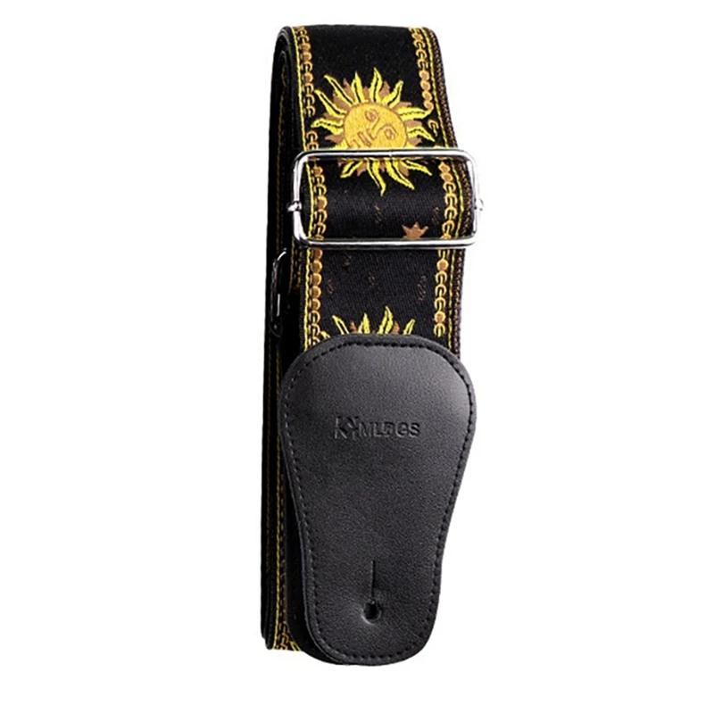 

2x Hot Guitar Strap Electric Guitar Strap Bass Strap Belt with Embroidery for Guitar Blue & Black