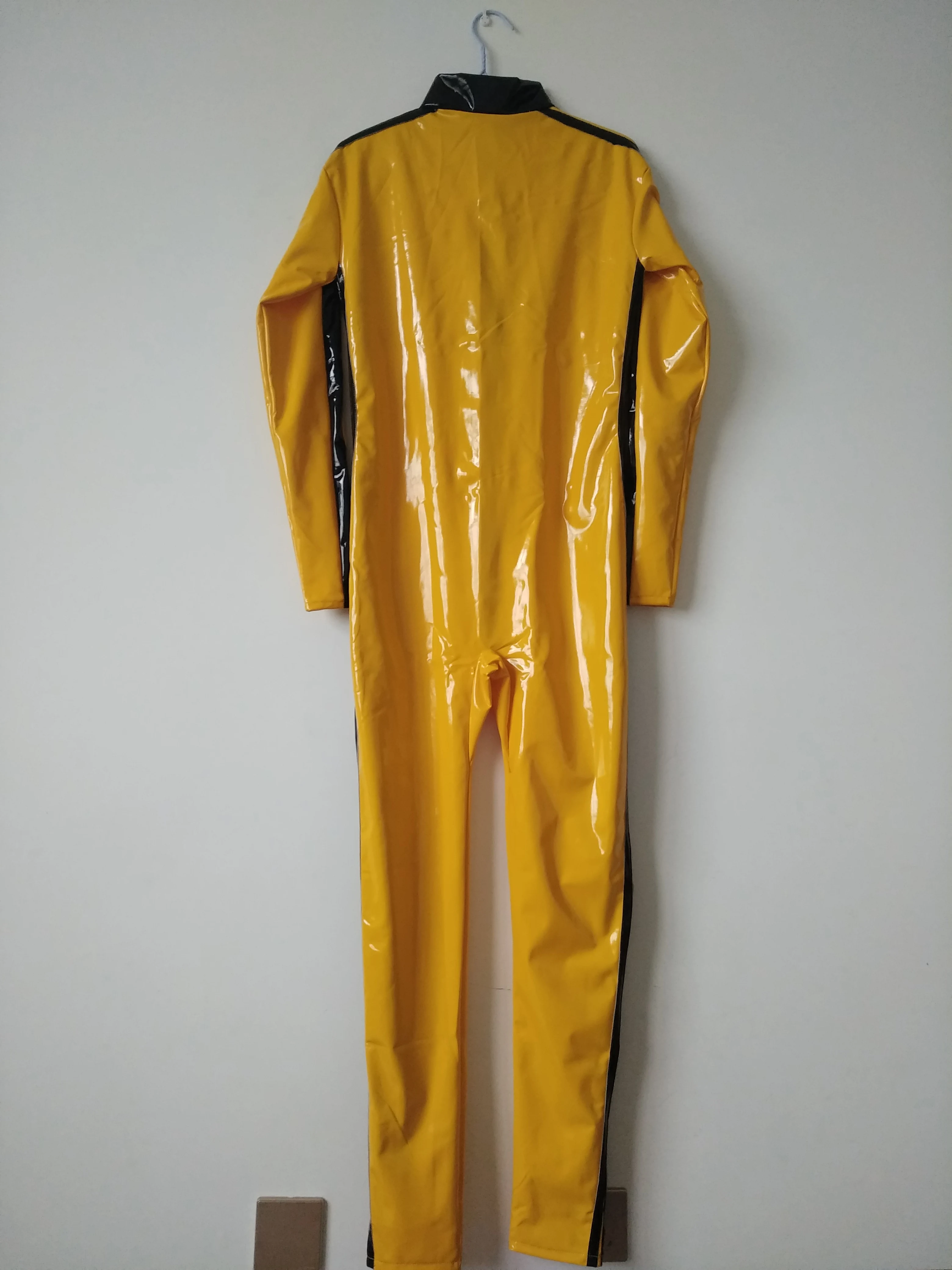 Костюм для косплея на Хэллоуин желтая искусственная кожа из ПВХ сиамская плотная