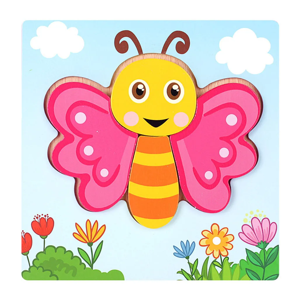 Early Educational Learning Wooden Puzzle Cartoon Animal Manually Assemble Toy Games Jigsaw Baby Funny Gadgets #B | Игрушки и хобби