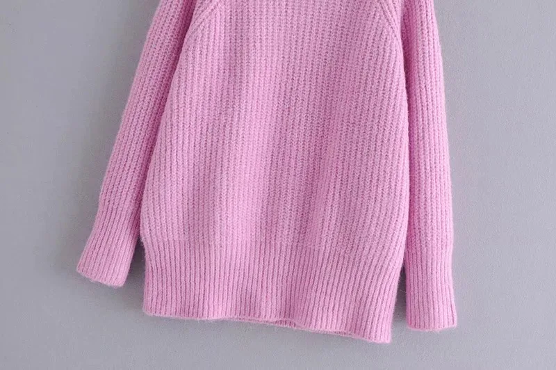 

Women 2021 Fashion Thick Wram Oversized Knitted Sweater Vintage High Neck Long Sleeve Female Pullovers Chic Tops