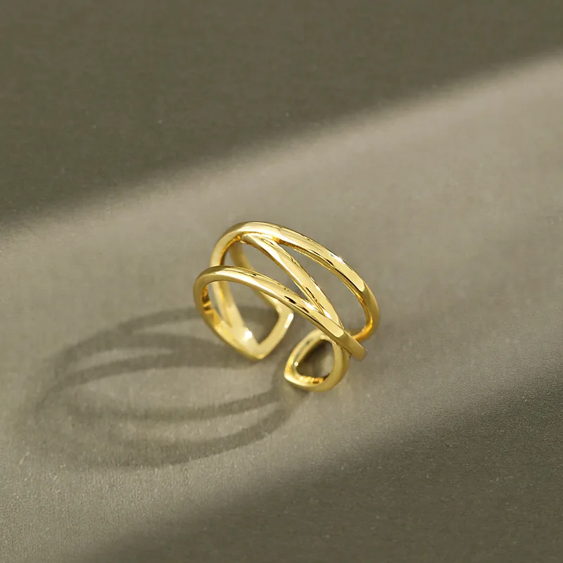 Женское Двухслойное кольцо из серебра 100% пробы регулируемое обручальное с