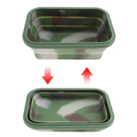 500ml camouflage color portable rectangle silicone scalable folding lunchbox bento box with silicone plug for 40230 centigrade