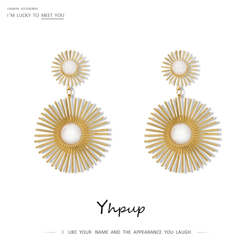 Женские винтажные геометрические серьги yhpupp минималистичные с искусственным