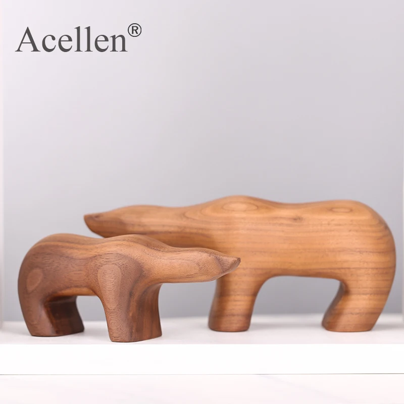 Модель деревянного полярного медведя аксессуары для домашнего декора фигурки