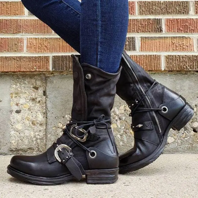 2021 New Winter Zipper Snow Boots Women Shoes Ankle Boots Shoes Wood Grain Square Heel Woman Ladies