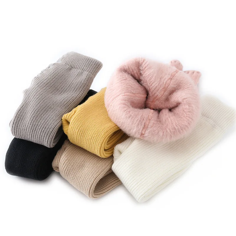 Mallas gruesas de terciopelo para ni&ntilde;as, ropa c&aacute;lida, medias s&oacute;lidas, de invierno-5
