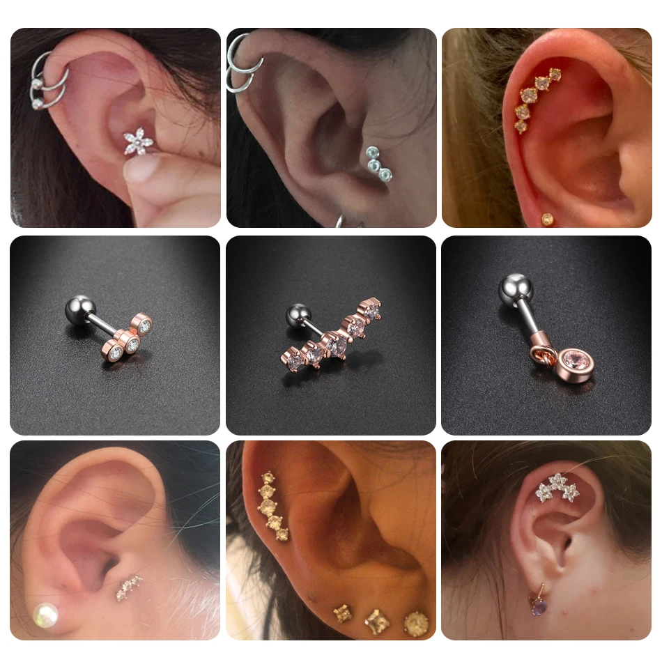 

1PC 16G Steel Ear Tragus Cartilage Piercing Oreja Earring Ear Stud Flower Helix Ear Piercings Sexy Body Piercing Jewelry