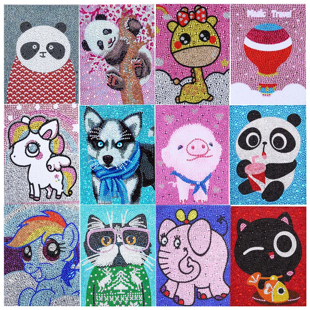 

Cartoon Animal Diy 5D Diamond Painting Kits Full Round Square Drill Cross Stitch for Children Mosaic Home Decor Cuadro