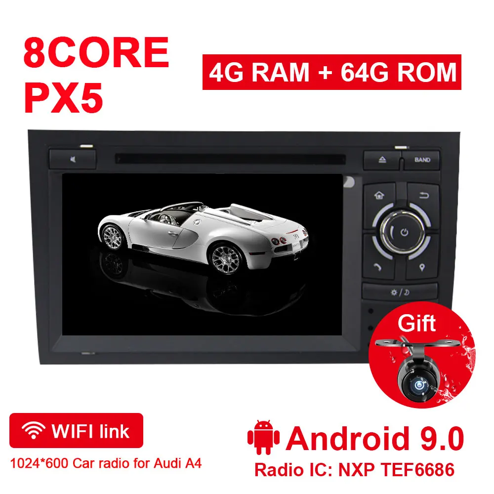 4G 64G Android 9.0 Eunavi 2 din Android 9,0 gps 2 Din Авторадио Стерео система для Audi/A4/S4 Восьмиядерный 4 Гб ram wifi Автомобильный dvd-плеер wifi 4G 64G - Цвет: 4G 64G Android 9.0