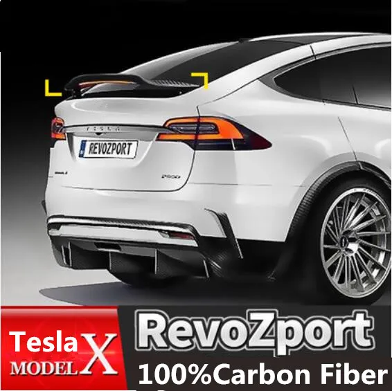 

Revozport, стильное углеродное волокно, заднее крыло автомобиля, внешний диаметр, подходит для Tesla MODEL X 2016 2017 2018 2019