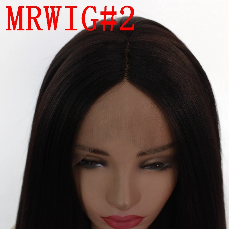 MRWIG Длинные Яки прямые синтетические кружева спереди парик Средняя Часть Glueless термостойкие волокна Женские 150% Плотность