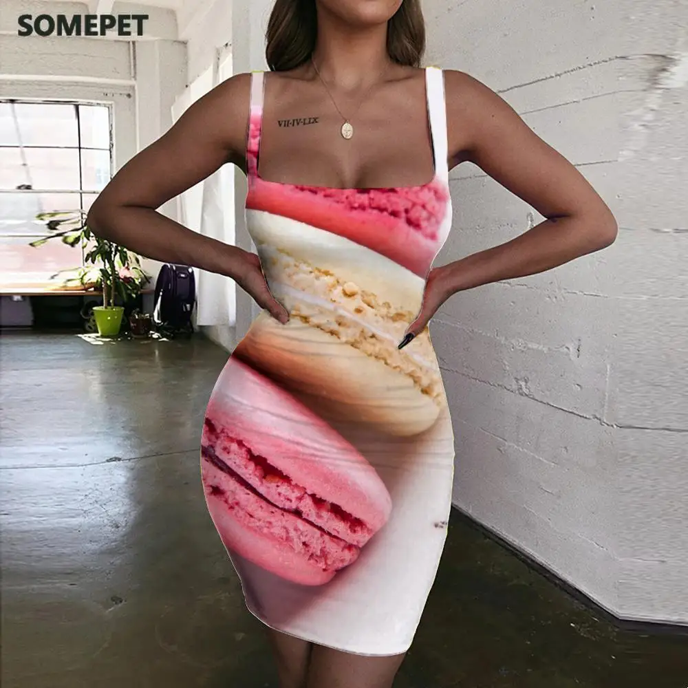 

SOMEPET Food Dresses Women Cute Sundress Creativity Ladies Dresses Novel 3d Print Womens Clothing Summer Short Beach Femme