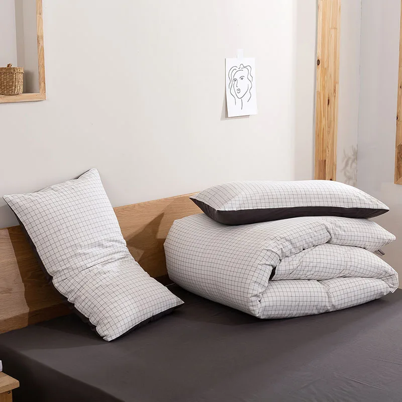 

100% Washed Cotton Soft Simple Style Bedding Set Flat/Fitted Bed Sheet Duvet Cover Set with Pillowcase Queen King Comforter