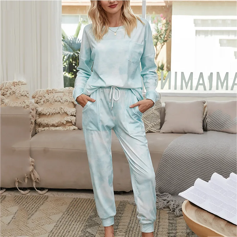 

2020 Casual Fashion Printing Long Sleeve Women Tracksuit Two Piece Set Loose Streetwear Joggers Femme Plus Size Sleepwear Women