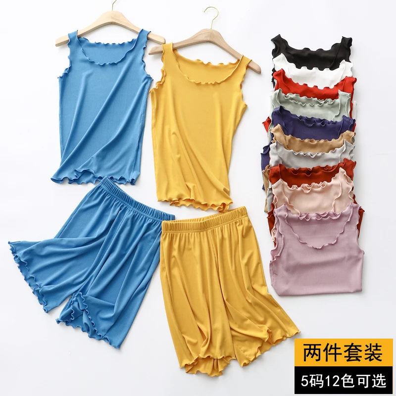 

Summer Women Sleeveless Pajamas Set Modal Summer Suit Plus size Modal Sleepwear Pajamas Shorts Women's Home Clothes