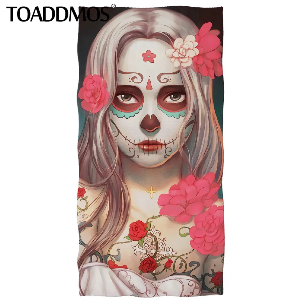 TOADDMOS весело в виде черепа для девочек принт пляжные Полотенца мягкие домашние