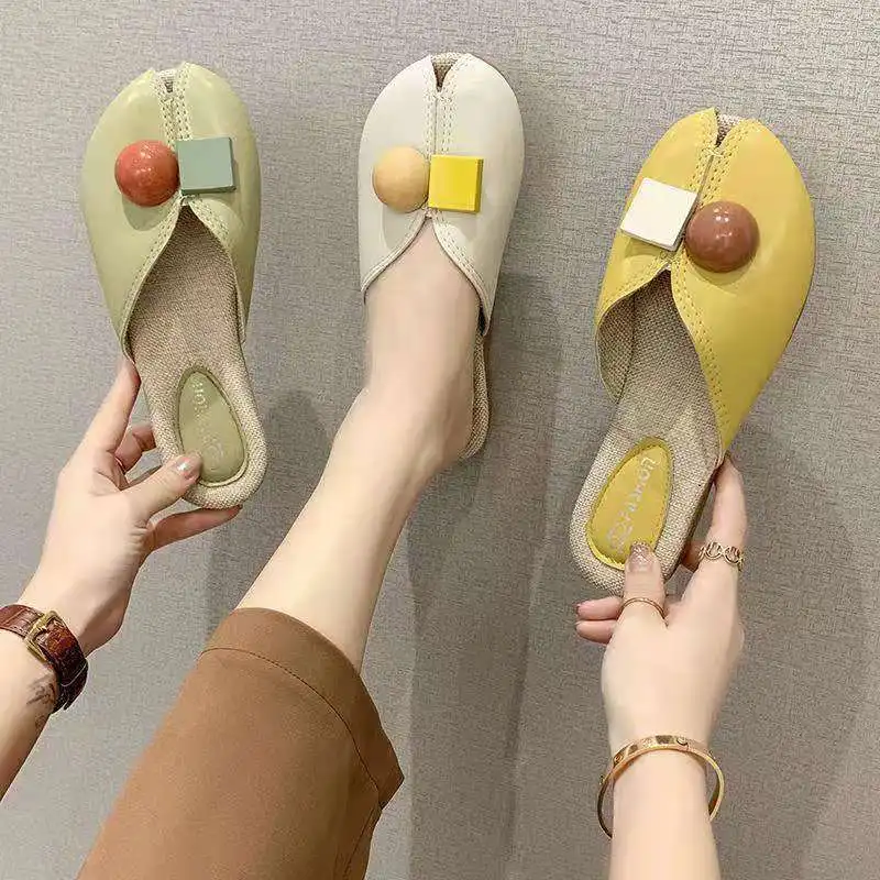 

Women's Summer Slippers Half Baotou Outdoor Flat Bottomed Sandals Versatile Fashion Candy Slippers Soft Bottom Anti Slip Slipper