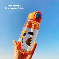 400ml 550ml high quality tritan material childrens water bottle with a leak proof straw and durable plastic drinking bottle