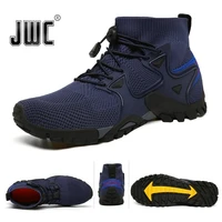 jwc mesh breathable trekking hiking shoes men sneakers outdoor trail mountain climbing sports shoes elastic soft size 36 47