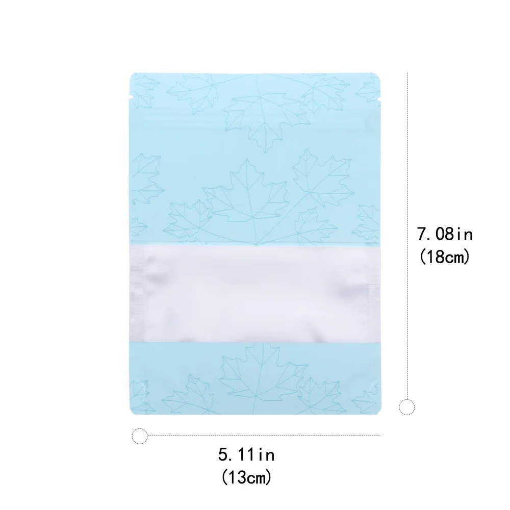 

100Pcs Aluminum Foil Food Window Bags Maple Leaf Self Sealing Food Packing Bags