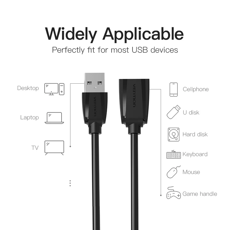 Vention USB Cable 3.0 to Extension Male Female 2.0 Extender for PS4 Xbox Smart TV PC | Электроника