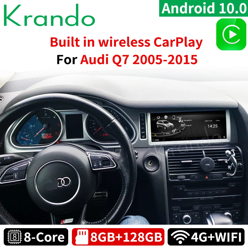 Автомобильная Мультимедийная система Krando Android 10 0 4 ГБ 64 8 ядер 25 дюйма для Audi Q7
