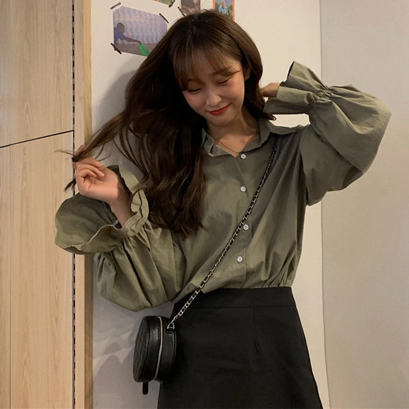Long Sleeve Shirts Fashion Brand Women's Clothing Autumn Korean Preppy Style Loose Tops Ulzzang Ladies Blusas Mujer De Moda | Женская