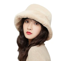 2021 bucket hat womens autumn and winter plush bucket hat korean casual fashion thick fur warm hat