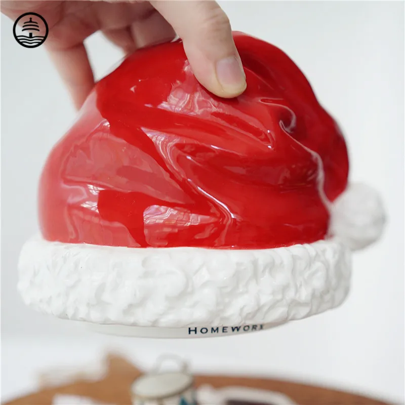 Керамическая Рождественская шляпа искусство конфеты крышка для печенья идея