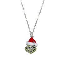 harong cartoon santa claus necklace silver plated jewelry pretty enamel crystal christmas charm pendant necklace girl boy gift