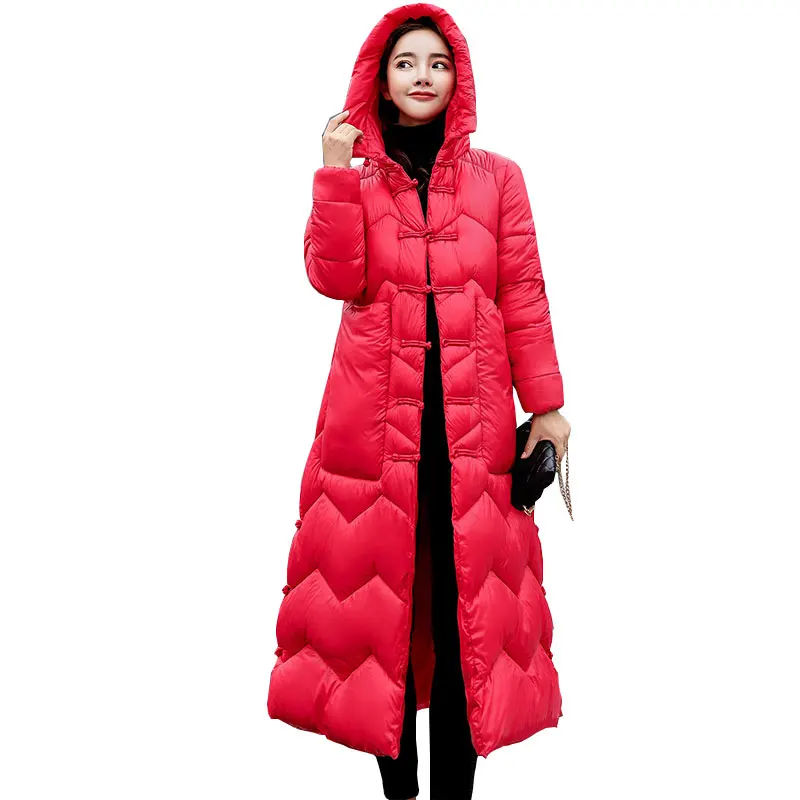 Эластичный Зимний пуховик с капюшоном длинная теплая Женская куртка Casaco Feminino