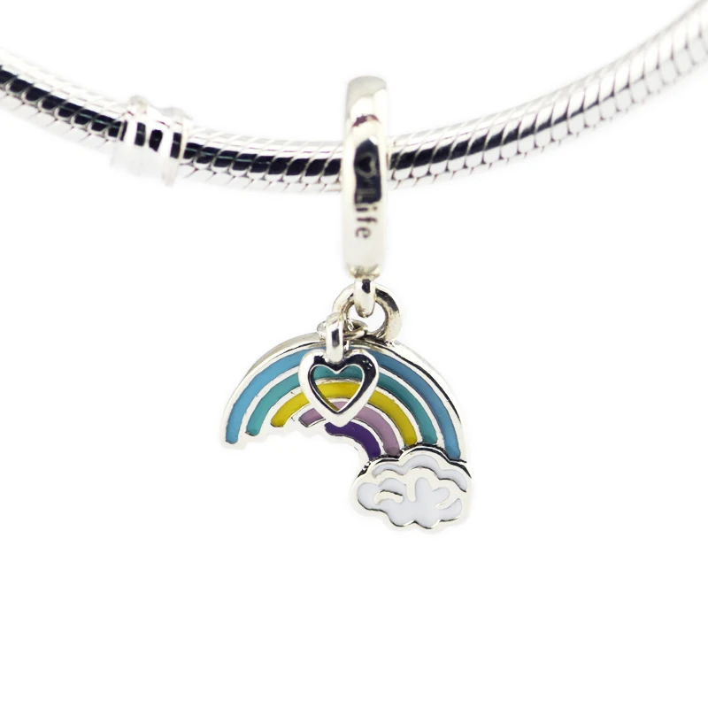 Модное ювелирное изделие Rainbow of Love Charm из стерлингового серебра для женщин подходит для оригинальных браслетов 925.