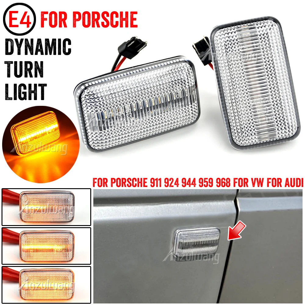 

FOR Porsche 911 Carrera 924/924S 944 959 968 Audi VW Aston Martin Dynamic LED Side Turn Signal Marker Light Lamp Blinker