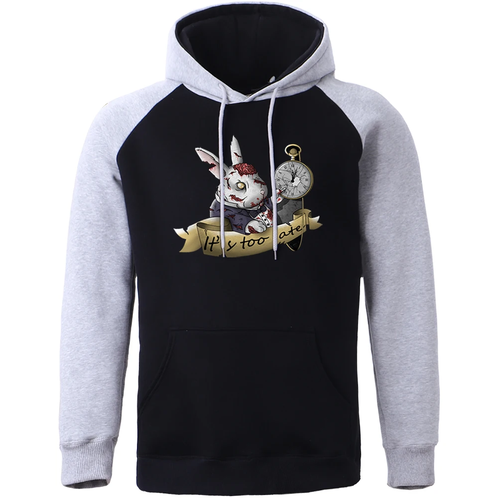 

The White Zombie Rabbit Funny Hoodies Casual Sweatshirts Raglan Men Hooded Fashion Cool Hoodie Mens Harajuku Hip Hop Streetwear