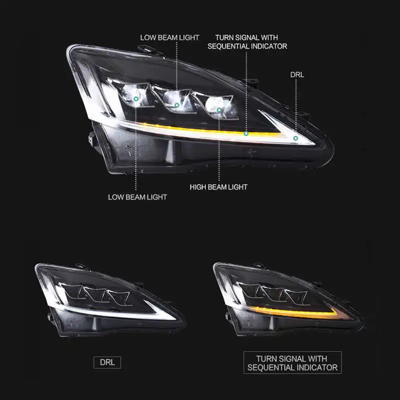 Полноразсветодиодный ные светодиодные динамические фары VLAND прозрачные линзы