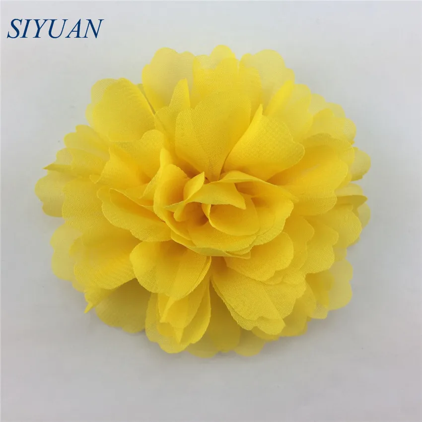 yellow 10 шт./лот 10 см волнистые одежда из шифона с цветами; с заколка для волос для девочек большой повязка с цветами аксессуары 30 Цвета TH245 - Цвет: yellow