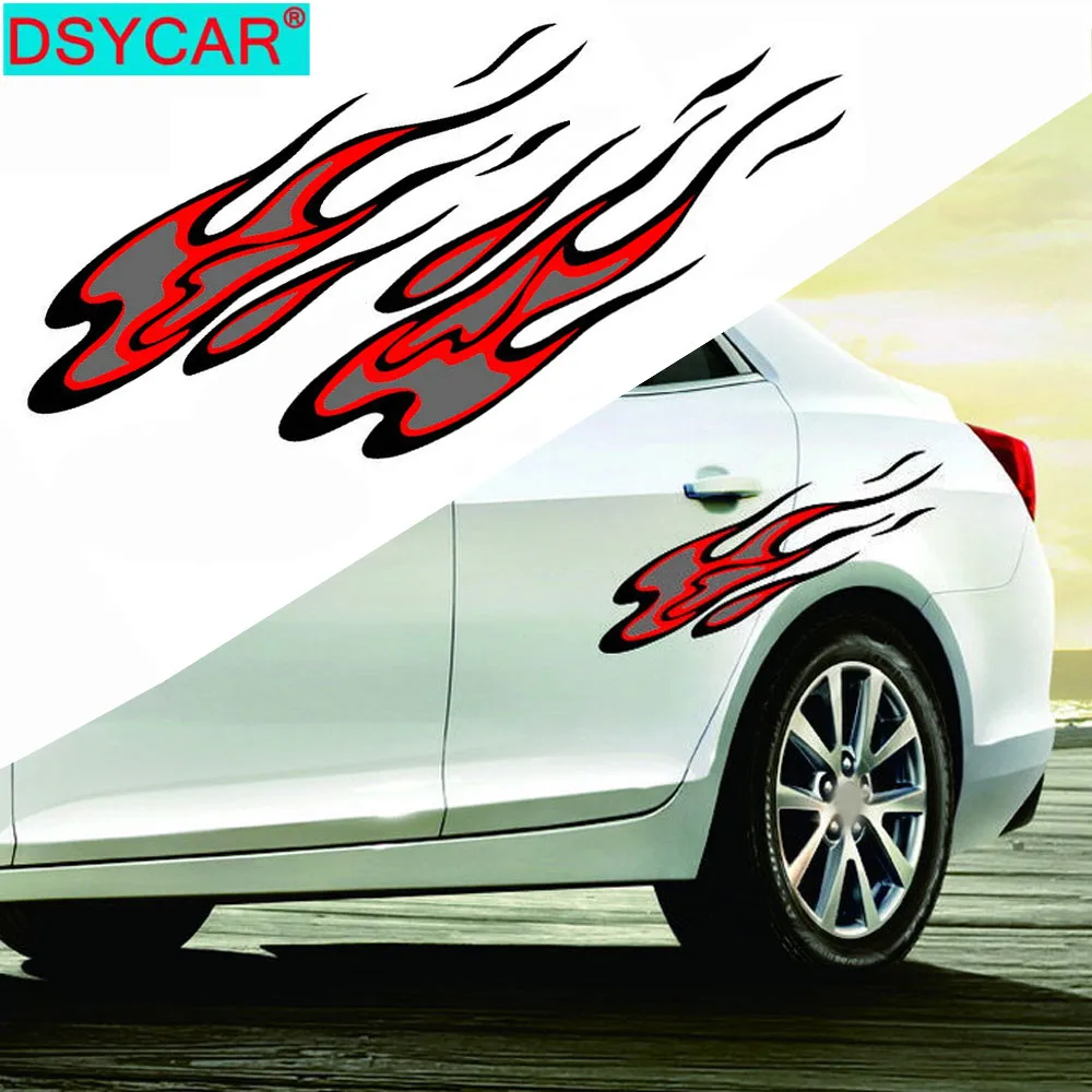 

DSYCAR 1Pair Flame Decals, Simulation Red Flame Sticker Fits for All Car Motorcycle Decor Car Body Stickers and Decals