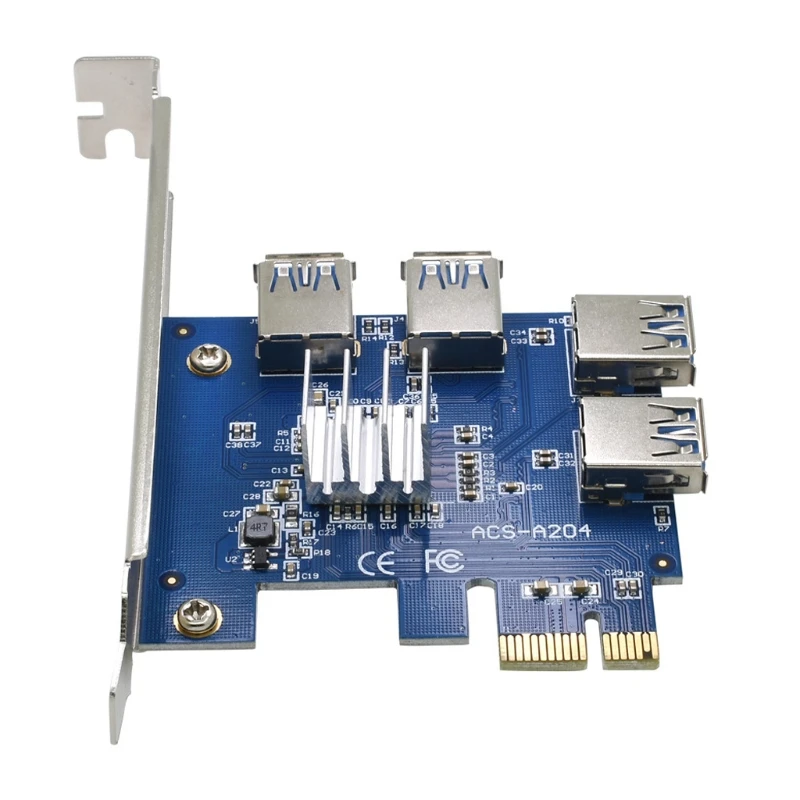 

4 порта PCI-E Райзер PCI-E 1x до 16x USB 3,0 кабель для передачи данных 16X слоты для майнинга биткоинов PCI-E адаптер для графического процессора