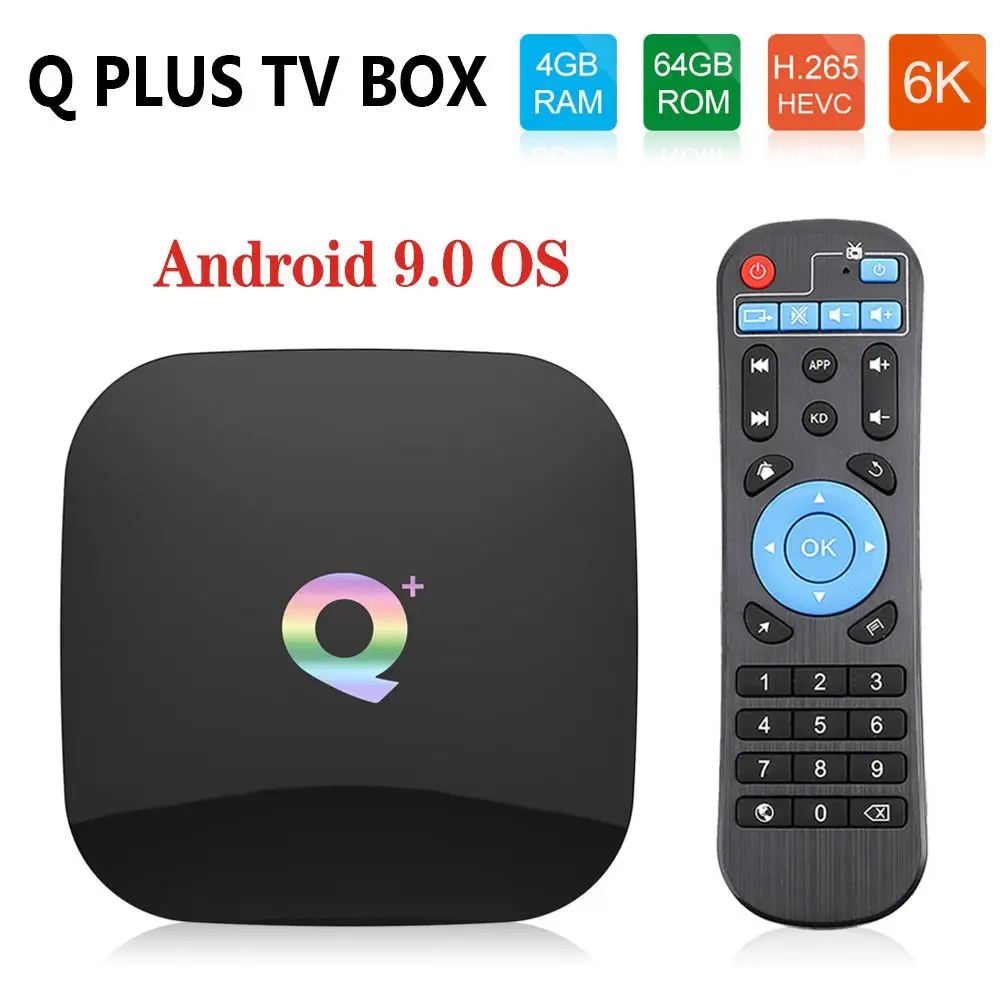 

Q Plus Home Android 90 медиаплеер Dual Wifi 3D 6K Allwinner H6 приставка для смарт-ТВ четырехъядерная приставка