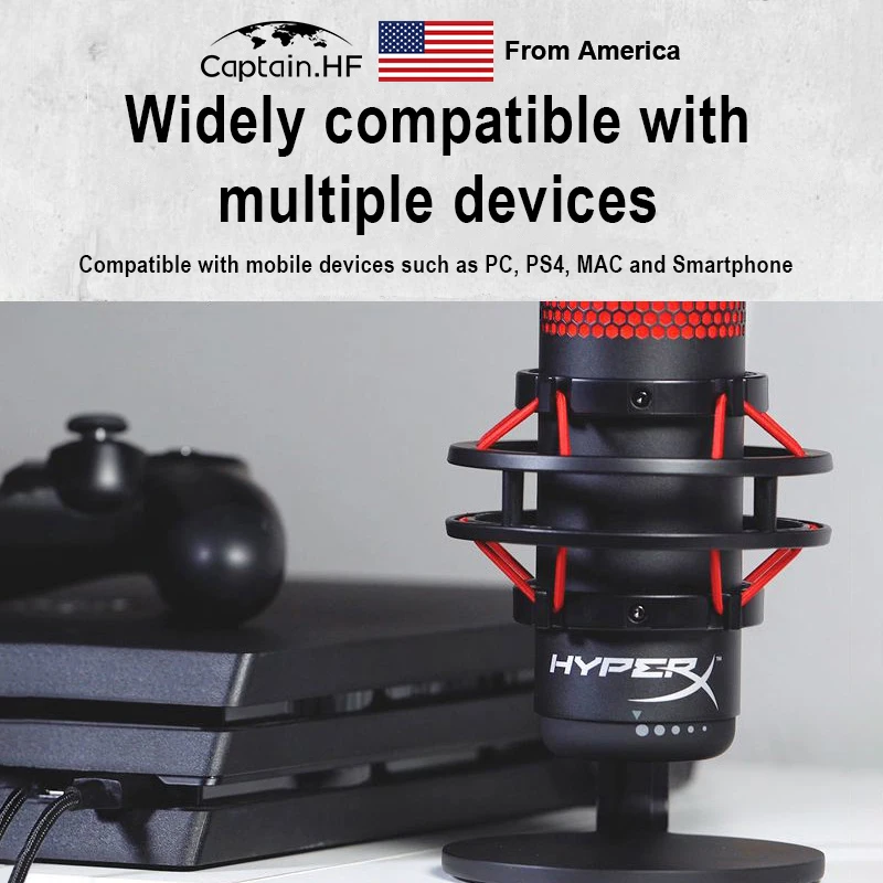 US Captain Автономный Микрофон со Встроенным Ударным Креплением Hyper X QuadCast для