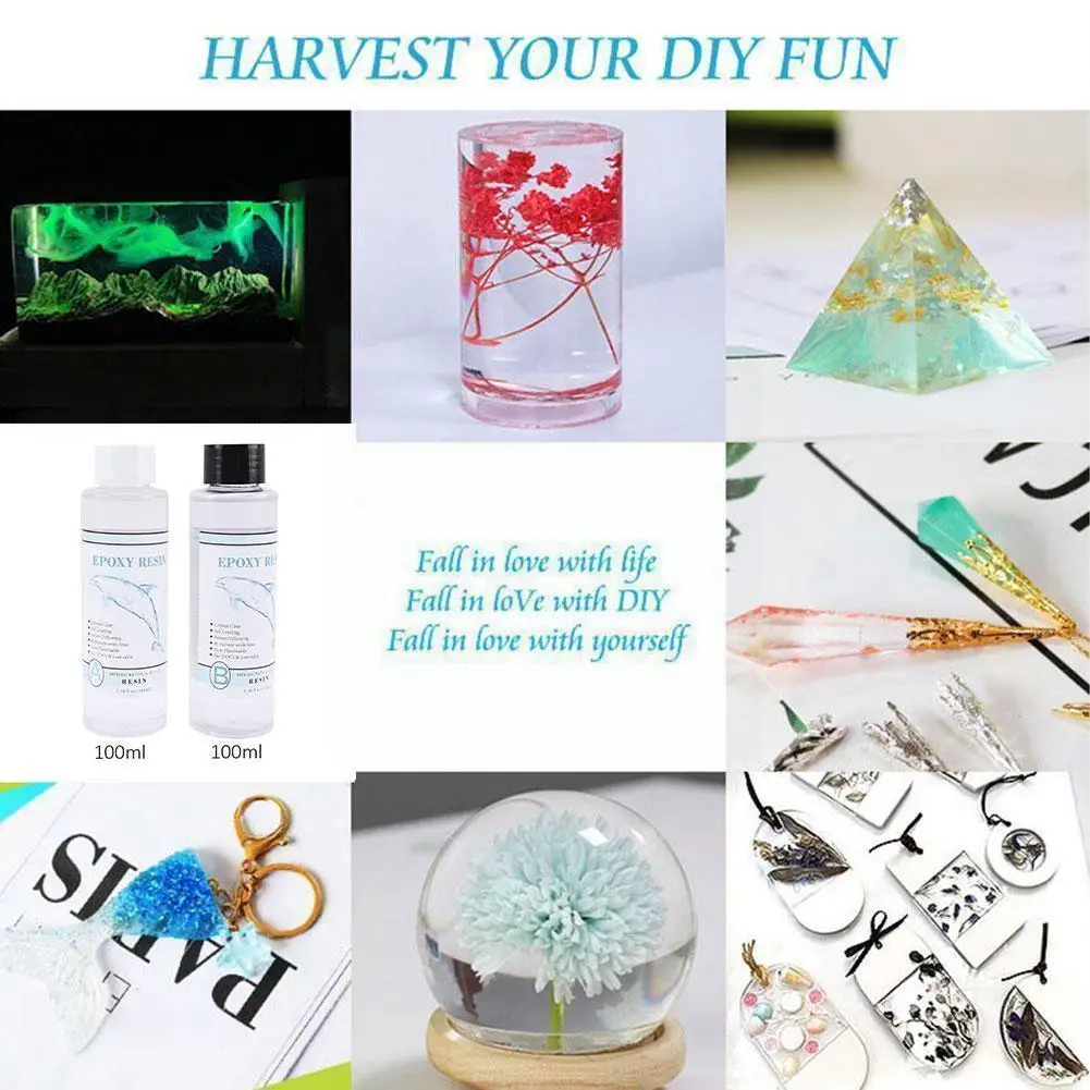 

100ml Epoxy Resin Sealant Crystal Clear Hardener Kit Transparent Resin Glue Diy Supplies For Art Casting Resin Jewelry Proj M3m7